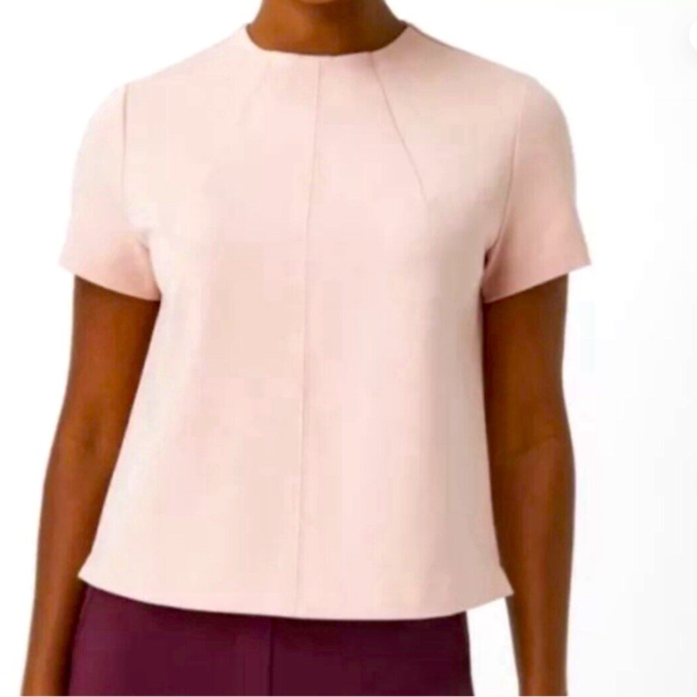 SPANX Blush Pink Short Sleeve Crew funnel neck Top